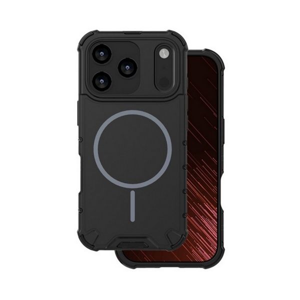 Gigapack Defender műanyag telefonvédő (ütésállóság, légpárnás sarok, matt, szilikon belső, MagSafe) FEKETE (GP-181481)