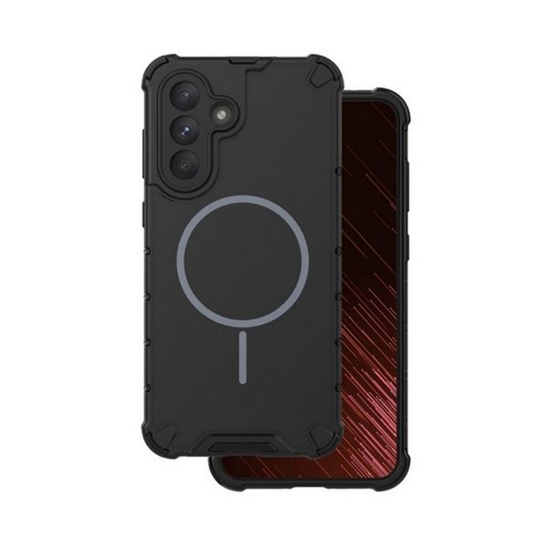 Gigapack Defender műanyag telefonvédő (ütésállóság, légpárnás sarok, matt, szilikon belső, MagSafe) FEKETE (GP-181483)