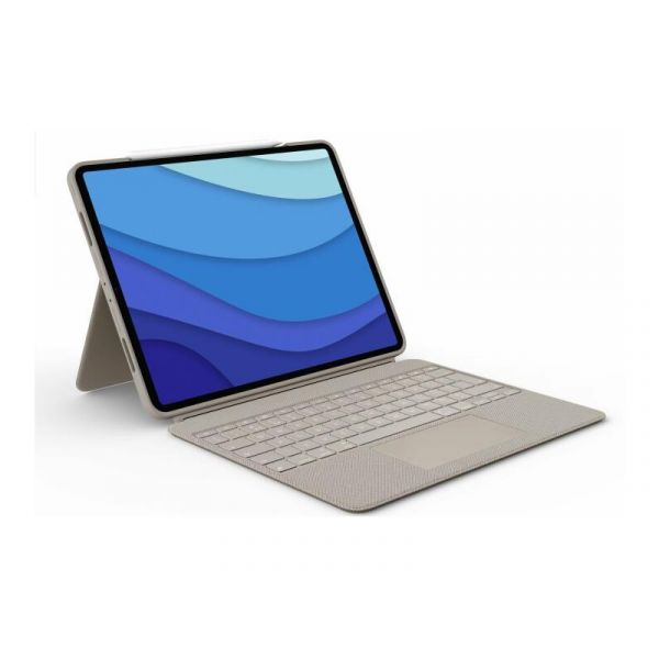 Logitech Combo Touch Detachable keyboard case with trackpad for iPad Pro 12.9-inch (5th and 6th gen) - Sand - UK (920-010222)