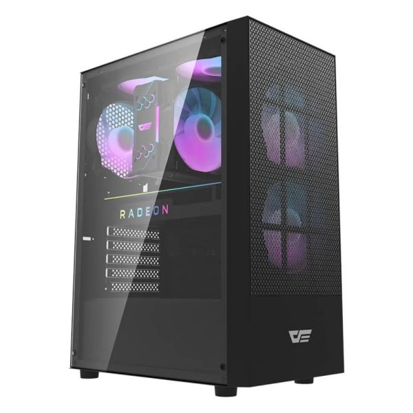 Darkflash A290 számítógépház + 3 RGB ventilátor (fekete) (A290)