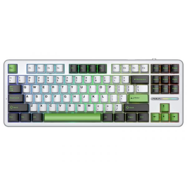 AULA F87 Wilderness vezeték nélküli mechanikus gamer billentyűzet, fehér (AU-F87S-4)