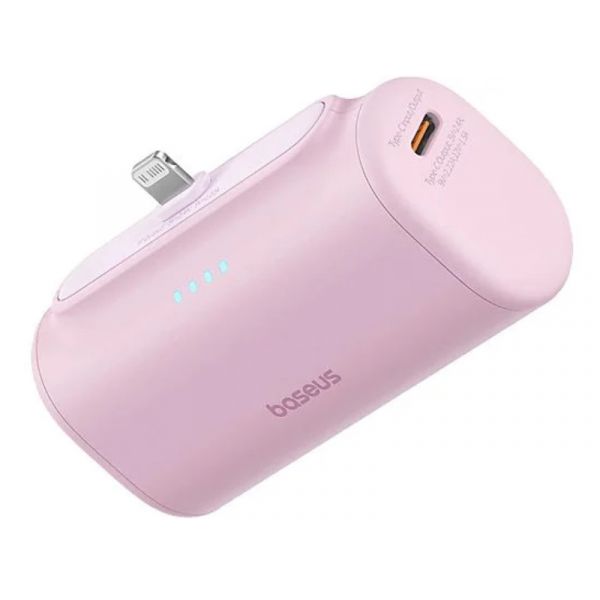 Baseus Compact 20W gyorstöltő powerbank, 5000mAh, iPhone csatlakozóval (P10068307413-00) rózsaszín