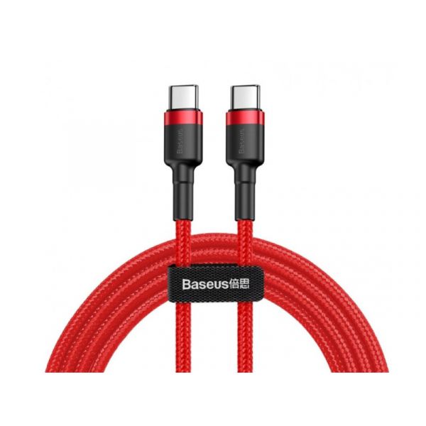 Baseus Cafule USB-C – USB-C 60W 1m gyorstöltő adatkábel (CATKLF-G09) piros