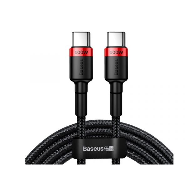 Baseus Cafule USB-C/C adat/töltő kábel PD2.0 100W (20V 5A) 2m (CATKLF-AL91) Fekete/Piros