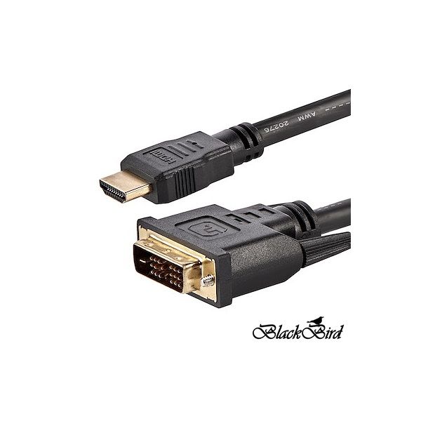 BlackBird BH1260 HDMI Átalakító Kábel Male to DVI 24+1 Male Két irányú, 2 m