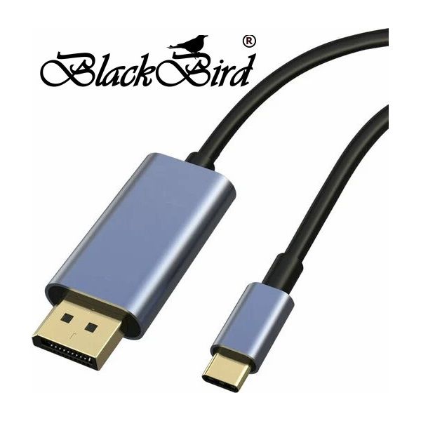 BLACKBIRD Kábel USB-C male to Displayport 1.4 male 2K/4K 2m, Fekete (BH1907)