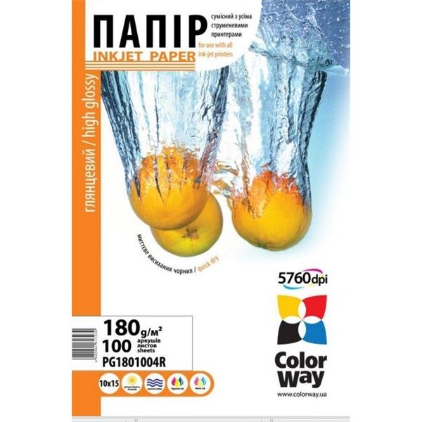 ColorWay Fotópapír Magasfényű High Glossy Fotópapír 180 g/m2, 10x15, 100 lap (PG1801004R)