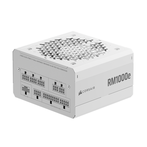 CORSAIR RM1000e, 1000W, 12cm, ATX 3.1, PCIe 5.1, BOX, Cybenetics Gold moduláris tápegység (CP-9020294-EU) fehér