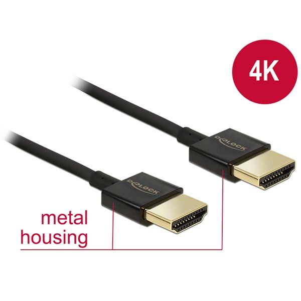DELOCK Premium minőségű HDMI összekötő kábel, 2m (84773) fekete