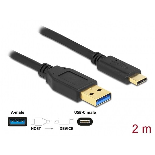 DELOCK kábel USB 3.2 Gen 1 Type-A to USB Type-C, 2m (84004)