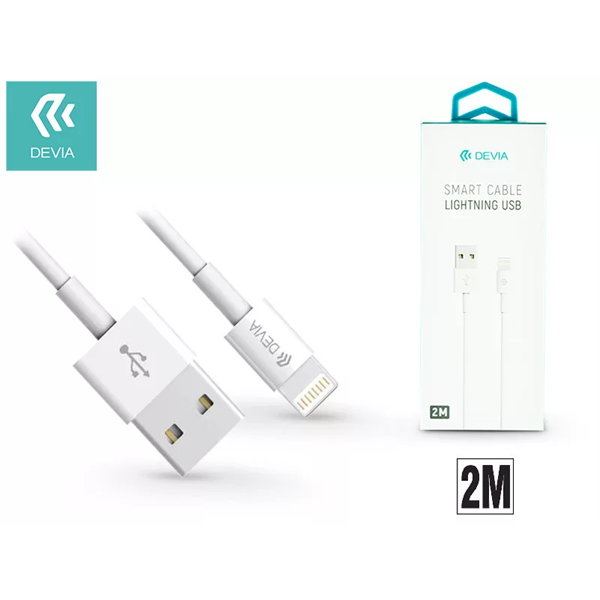 DEVIA  APPLE IPHONE LIGHTNING USB TÖLTŐ- ÉS ADATKÁBEL 2 M-ES VEZETÉKKEL - SMART CABLE LIGHTNING - WHITE (ST311598)