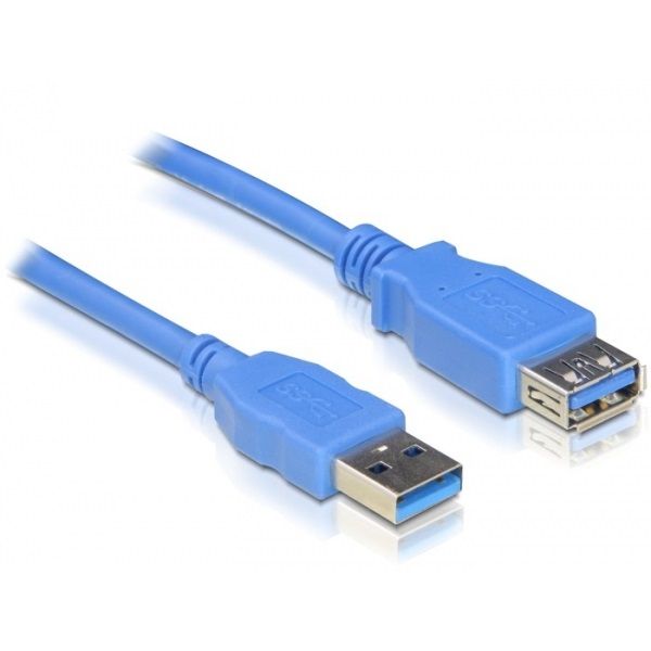 Delock USB 3.0-s bővítőkábel A-típusú csatlakozódugóval > USB 3.0-s, A-típusú csatlakozóhüvellyel, 5 m, kék (82541)