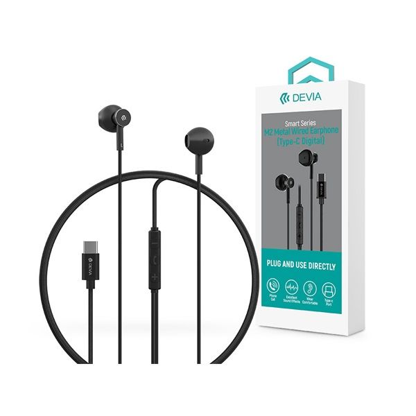 Devia Smart Series M2 Metal In-Ear sztereó fülhallgató - Type-C (ST108790) fekete