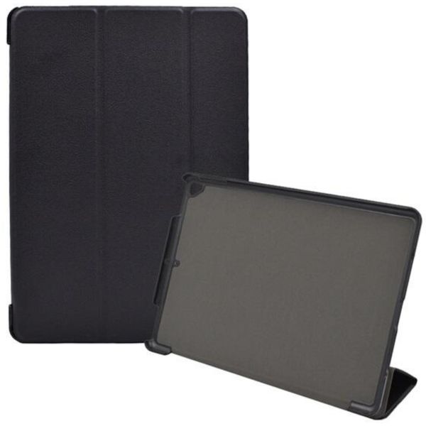 Tok álló, bőr hatású (aktív flip, oldalra nyíló, TRIFOLD asztali tartó funkció) FEKETE - iPad 10.2 (2019) (GP-109506)