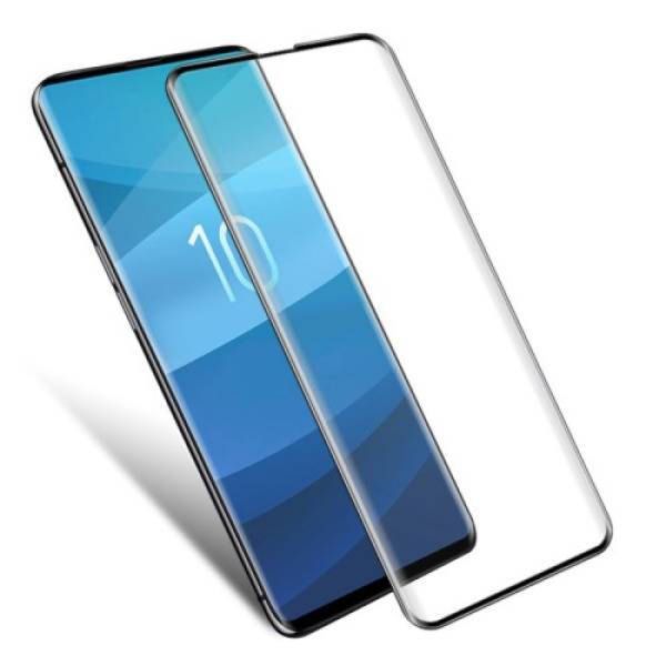 IMAK képernyővédő üveg (3D full cover, íves, karcálló, 9H) FEKETE - [Samsung Galaxy S10 (SM-G973)] (GP-86041)