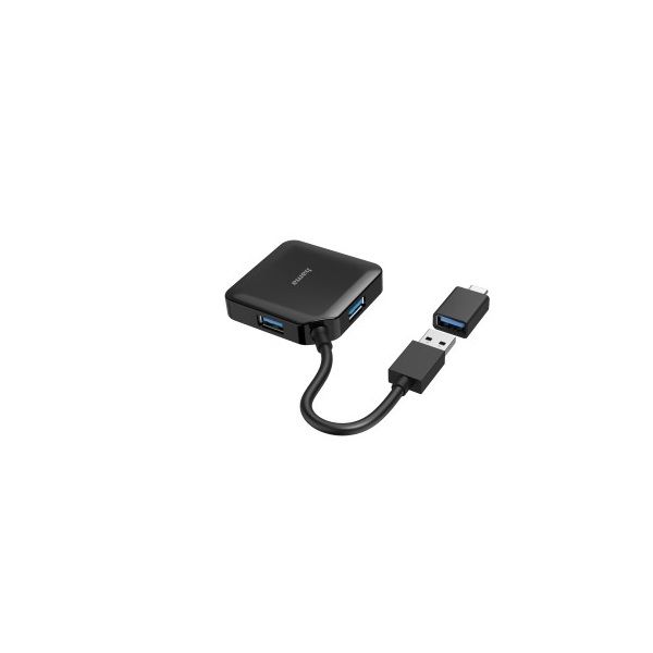 HAMA 200116, FIC USB 3.2 GEN1 HUB, 1:4 BUSPOW. FEKETE 5GB/S(+USB TYPE-C OTG)