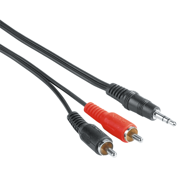 HAMA 205107, ECO 3,5MM JACK-2RCA ÖSSZEKÖTŐKÁBEL 25DB/CSG 5,0M, FEKETE