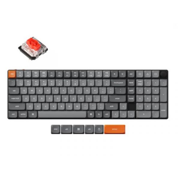 Keychron K17 Max Bluetooth / vezeték nélküli HU Gateron low-profile Red mechanikus billentyűzet, fekete (K17M-H1Z-HU)