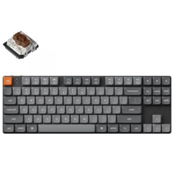 Keychron K1 Max Bluetooth / vezeték nélküli HU Gateron low-profile Brown mechanikus billentyűzet, fekete (K1M-H3Z-HU)