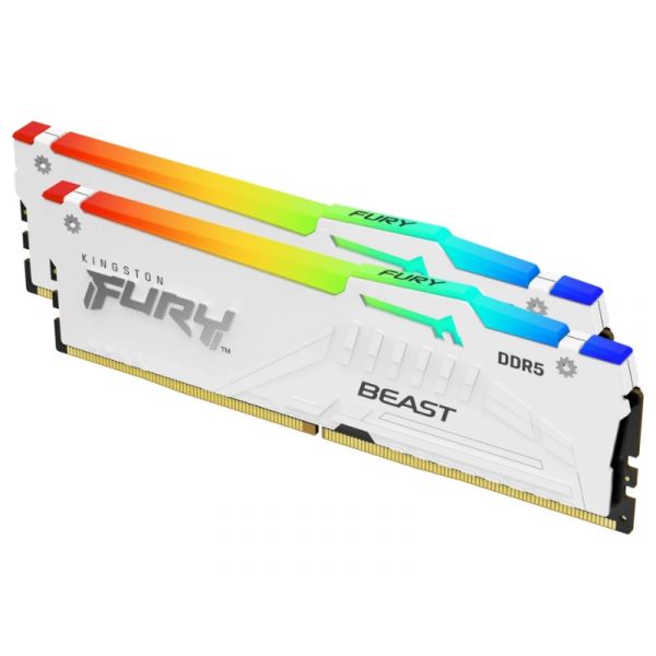 KINGSTON FURY Memória DDR5 32GB 6000MT/s CL36 DIMM (Kit of 2) Beast White RGB EXPO (KF560C36BWE2AK2-32)