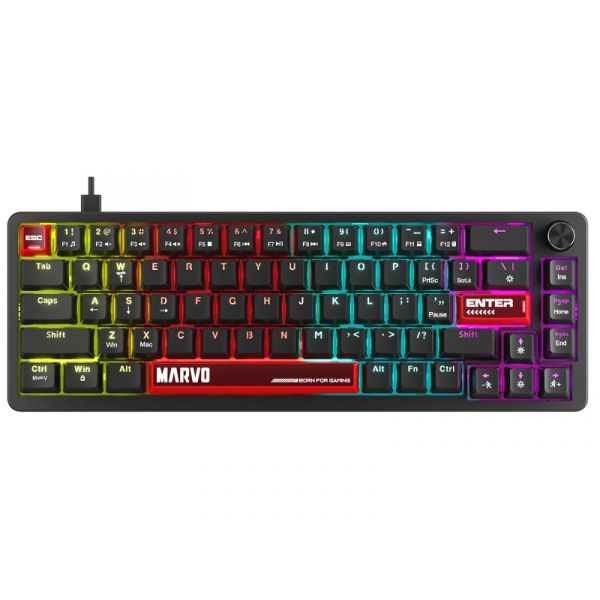 MARVO Arma 67 vezetékes gaming billentyűzet - Fekete - US /TNT Peach linear/ (KG935)