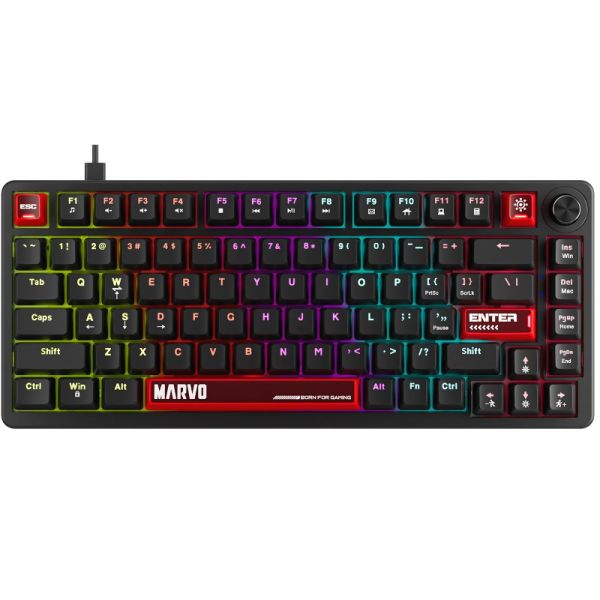 MARVO Arma 82 vezetékes gaming billentyűzet - Fekete - US /TNT Peach linear/ (KG936)