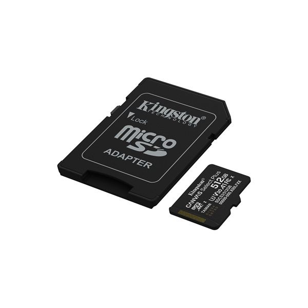 KINGSTON Memóriakártya MicroSDXC 512GB Canvas Select Plus Gen3 150R A1 + Adapter