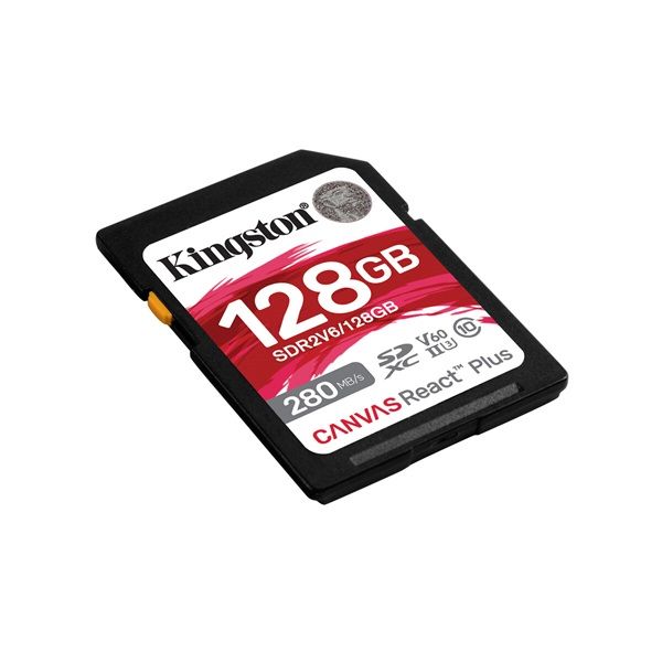 KINGSTON Memóriakártya SDXC 128GB Canvas React Plus UHS-II 280R/100W U3 V60 (SDR2V6/128GB)