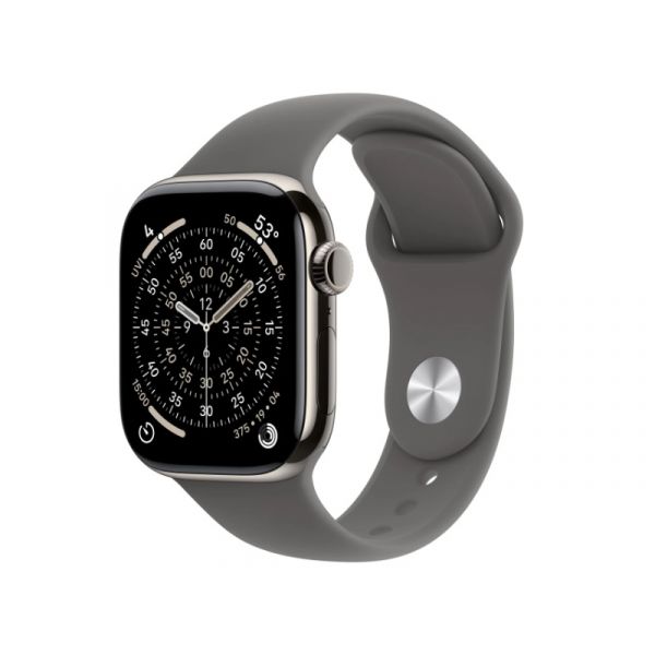 Apple Watch Series 11 GPS + Cellular 42mm Natural Titanium Case with Stone Grey Sport Band - S/M (MF8M4MP/A)
