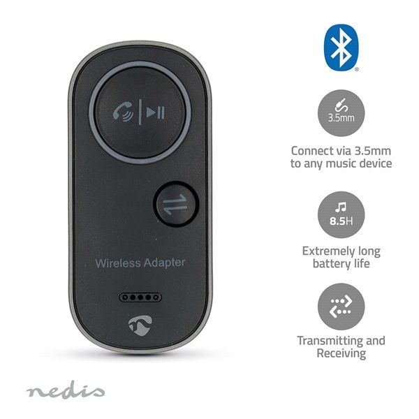 Nedis bluetooth adó / vevő, akkumulátoros (BTTC2500BK)