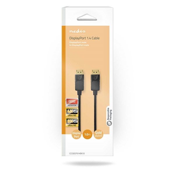 Nedis CCGB37014BK10 DisplayPort 1.4 kábel, displayport dugó - display port dugó, 8K@60Hz, 1m