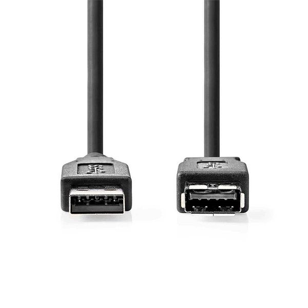 Nedis CCGL61010BK20 USB3.2 toldó / hosszabító kábel, USB 3.2 Gen 1, USB A dugó, USB-A aljzat, 5 Gbps, hossz: 2m