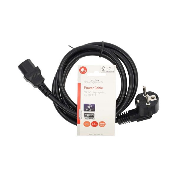 Nedis CEGL10015BK20 táp kábel IEC-320-C13, 3 x 1,5 mm, hossz 3m (IEC320-C13)