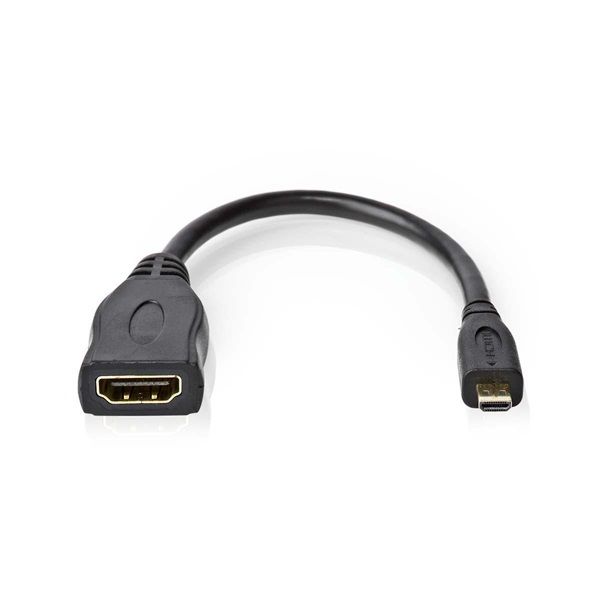 Nedis kábel CVGP34790BK02 micro HDMI - HDMI adapter, 4K@30Hz, 10.2 Gbps, 0.20 m