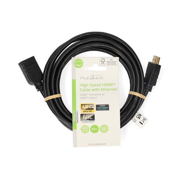 Nedis ultra HD HDMI hosszabbító kábel, 3m (CVGL34096BK30)