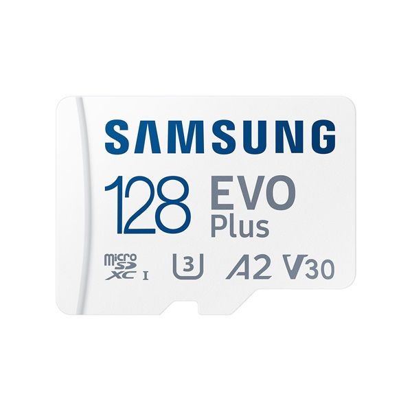 SAMSUNG EVO Plus microSD memóriakártya (2021) 128GB, CLASS 10, UHS-1, U3, V30, A2, + Adapter, R160/W (MB-MC128SA/EU)