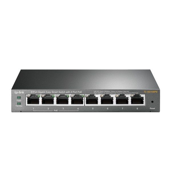 TP-LINK 8 portos, Fémházas, Asztali Switch (TL-SG108PE)