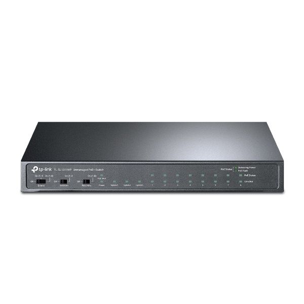 TP-LINK 8-portos 10/100Mbps + 3-portos Gigabit Asztali Switch, 8db PoE+ porttal (TL-SL1311MP)