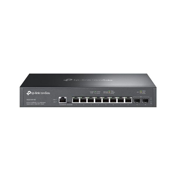 TP-LINK 8x2.5Gbps + 2x10G SFP+ + 1xkonzol port + 1xMicro-USB port, Menedzselhető Rackes switch (SG3210X-M2)