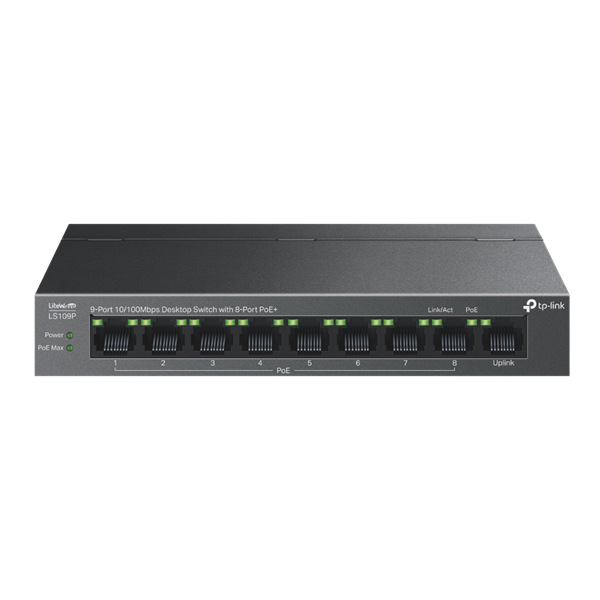 TP-LINK 9-portos fémházas asztali switch (LS109P)