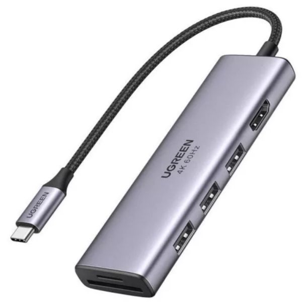 UGREEN CM511 HUB, USB-C, HDMI 4K 60Hz, 3x USB 3.0 5Gbps, PD 100W (ezüst)