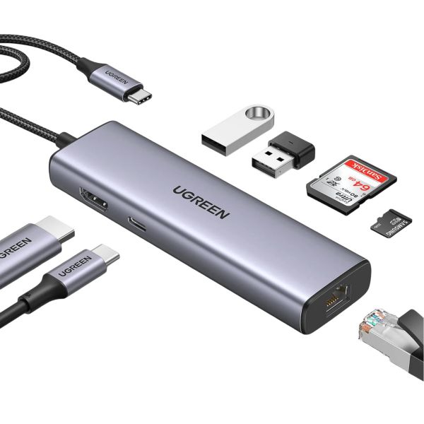 UGREEN CM889 6 az 1-ben USB-C – HDMI, 4K, 3x USB, 100 W PD