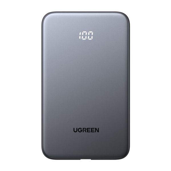 UGREEN PB526 10000 mAh-s power bank USB + USB-C, 20 W, beépített kábellel (szürke)