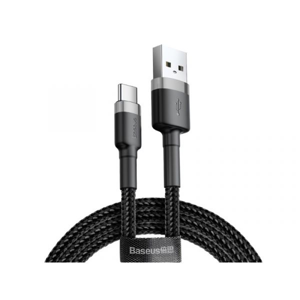 Baseus Cafule USB - Type-C 2m gyorstöltő adatkábel (CATKLF-CG1) szürke/fekete