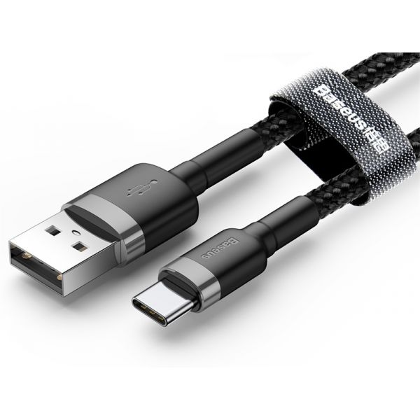 Baseus Cafule USB - Type-C 0.5m gyorstöltő adatkábel (CATKLF-AG1) szürke/fekete