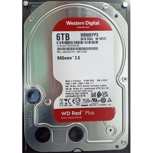 WESTERN DIGITAL 3.5" HDD SATA-III 6TB 5400rpm 256MB Cache, CAVIAR Red Plus (WD60EFPX)